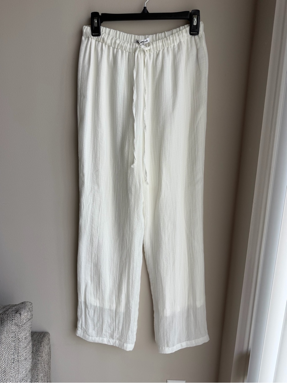Reformation Cream Wide-Leg Drawstring Pants